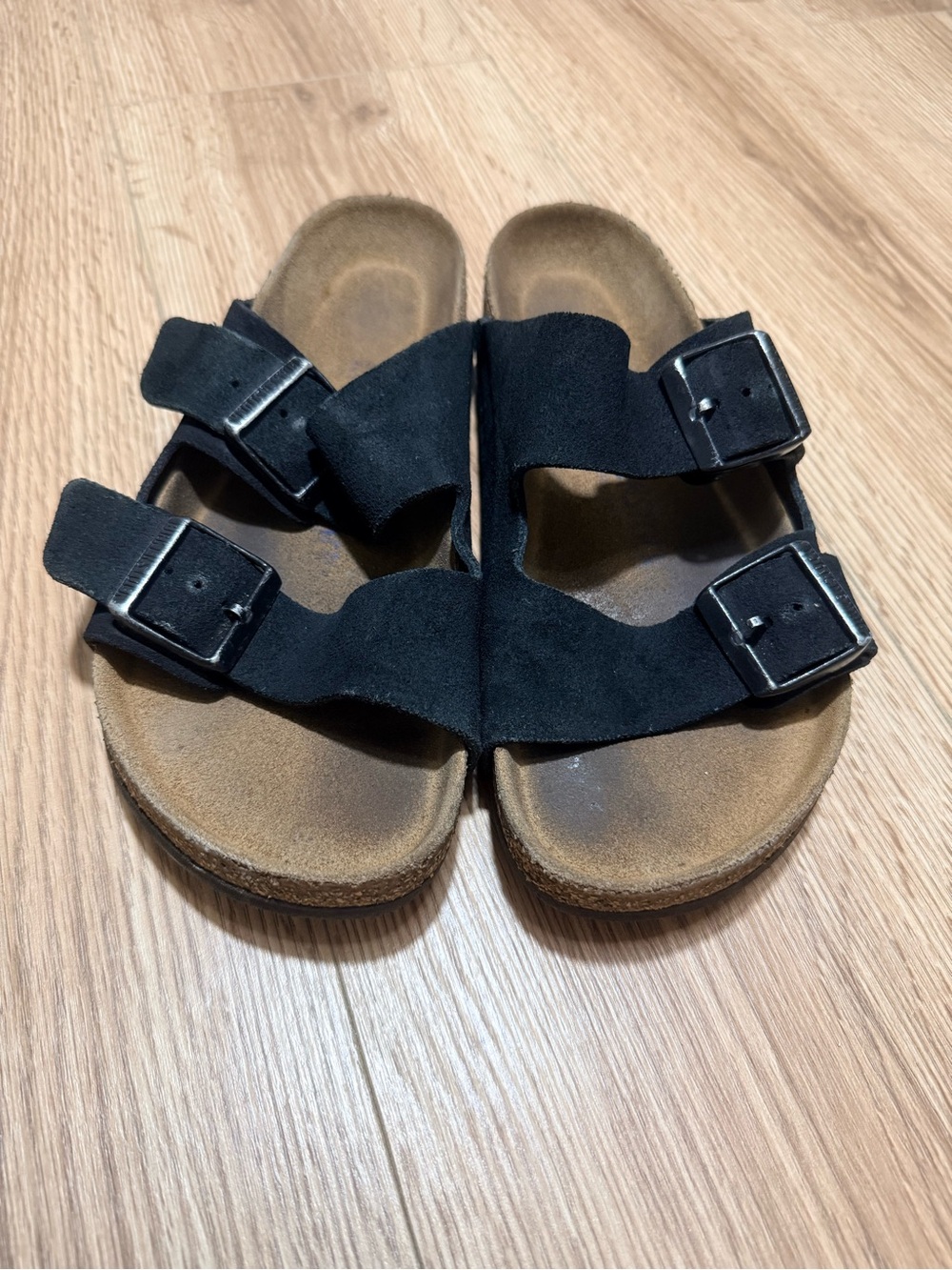 Birkenstock Arizona Soft Footbed Black Suede Sandals Women's Size 38 US 7